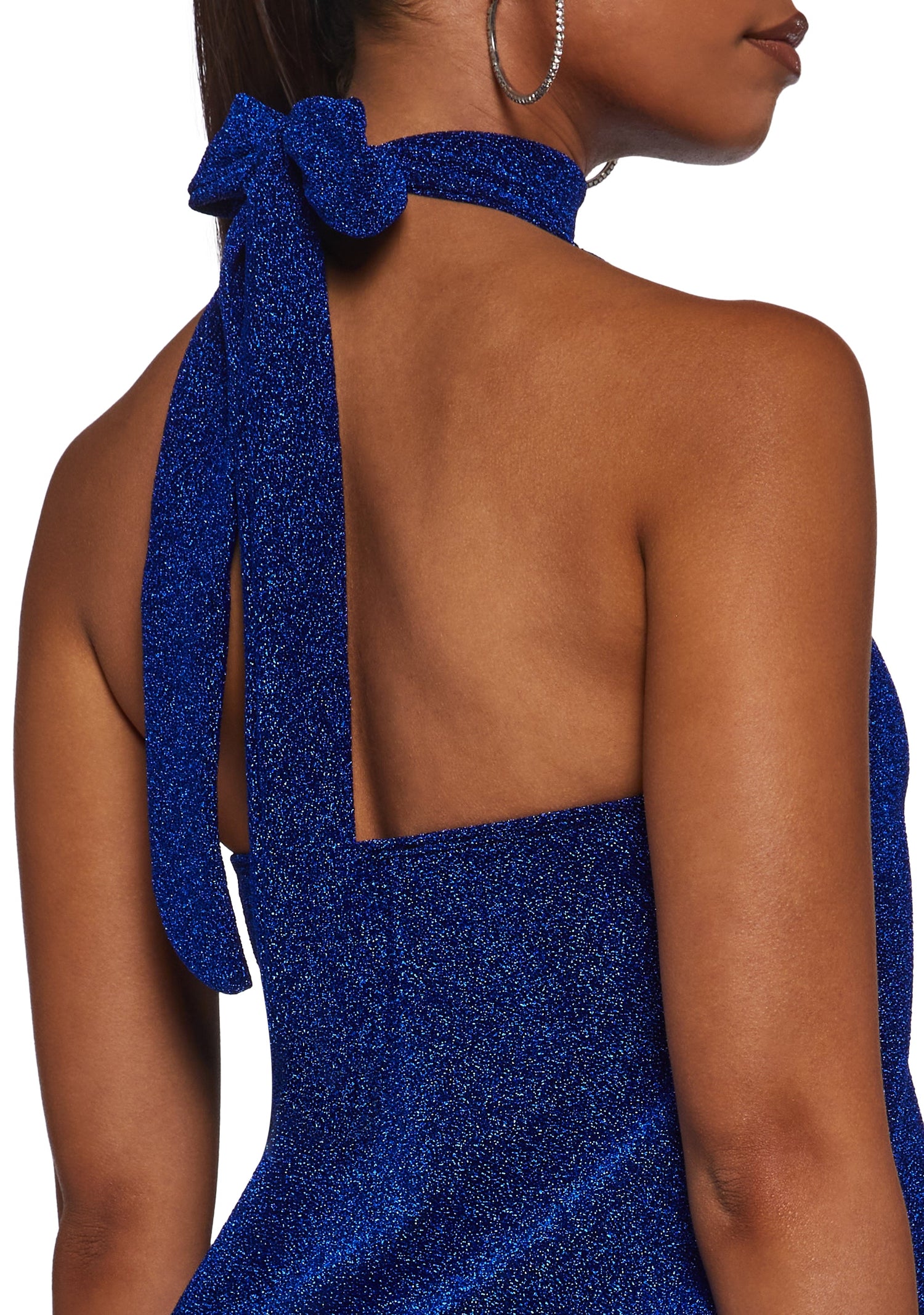 Club Moves Halter Dress - Blue Glitter