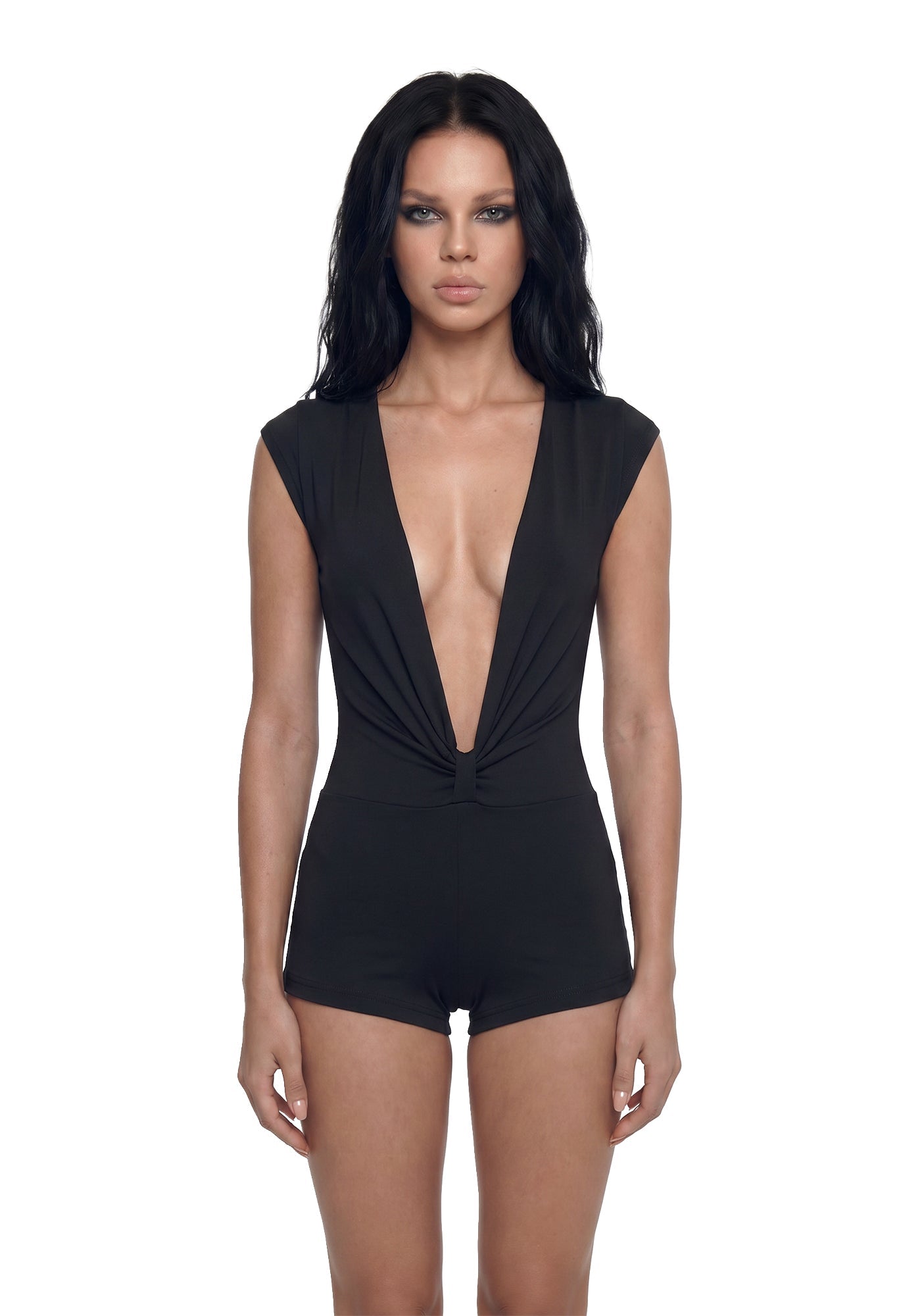 Cara Deep Plunge Knotted Romper