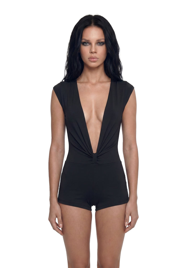 Cara Deep Plunge Knotted Romper