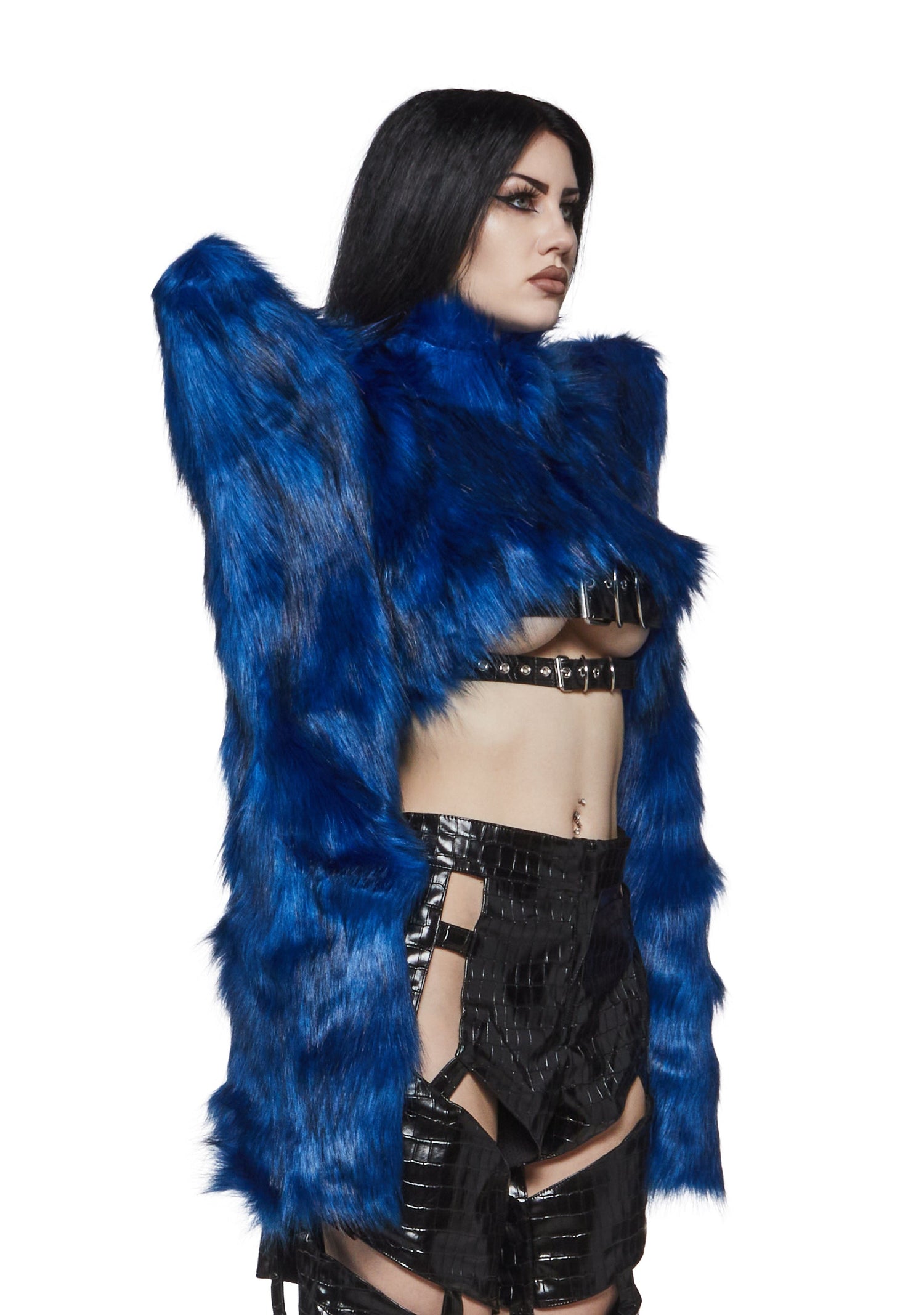 Doomsday Fur Bolero Jacket - Blue