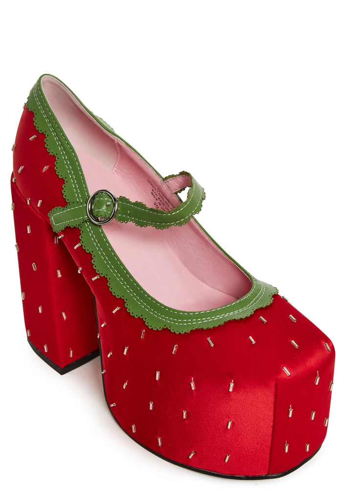 Strawberry Sweet Mary Jane Platform Heels