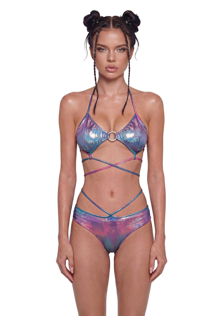 Metallic Strappy Festival Set - Blue