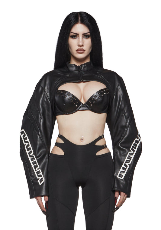 XTC Leather Choker Jacket - White