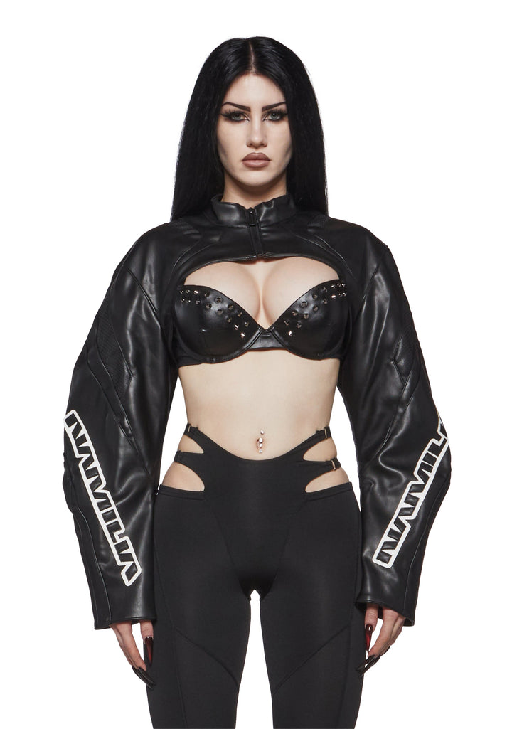 XTC Leather Choker Jacket - White