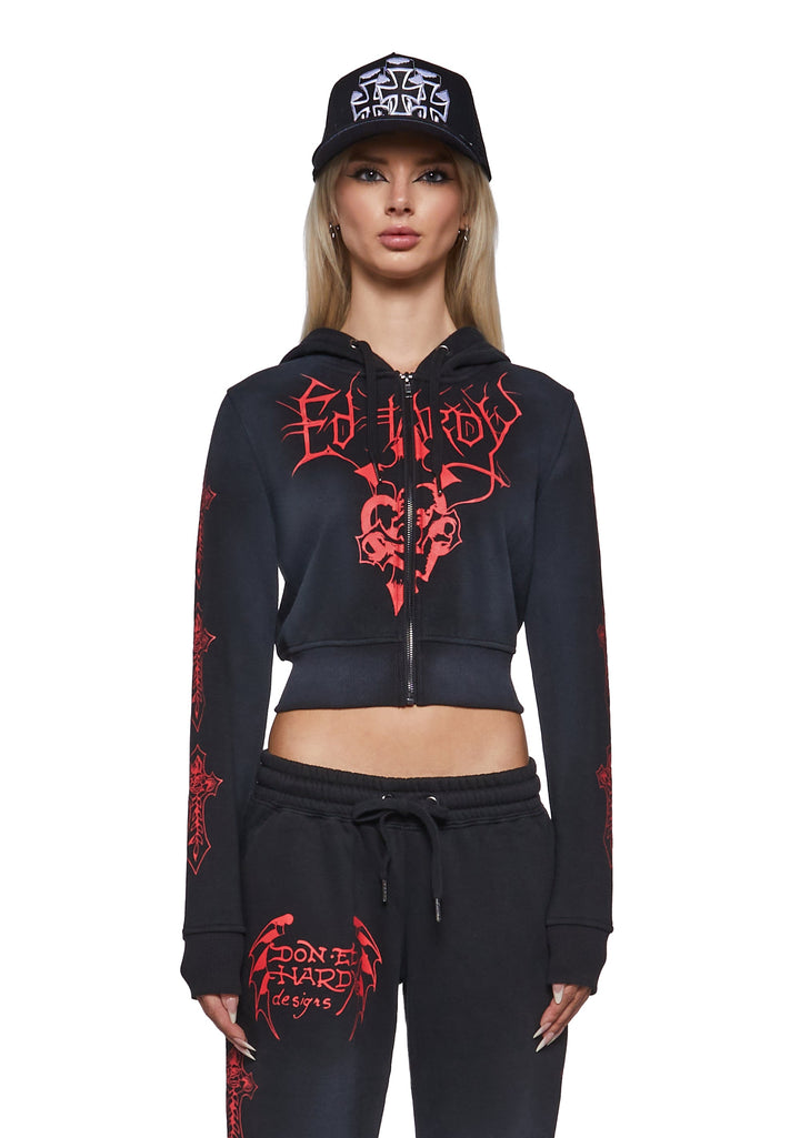 Crosses Zip Front Hoodie