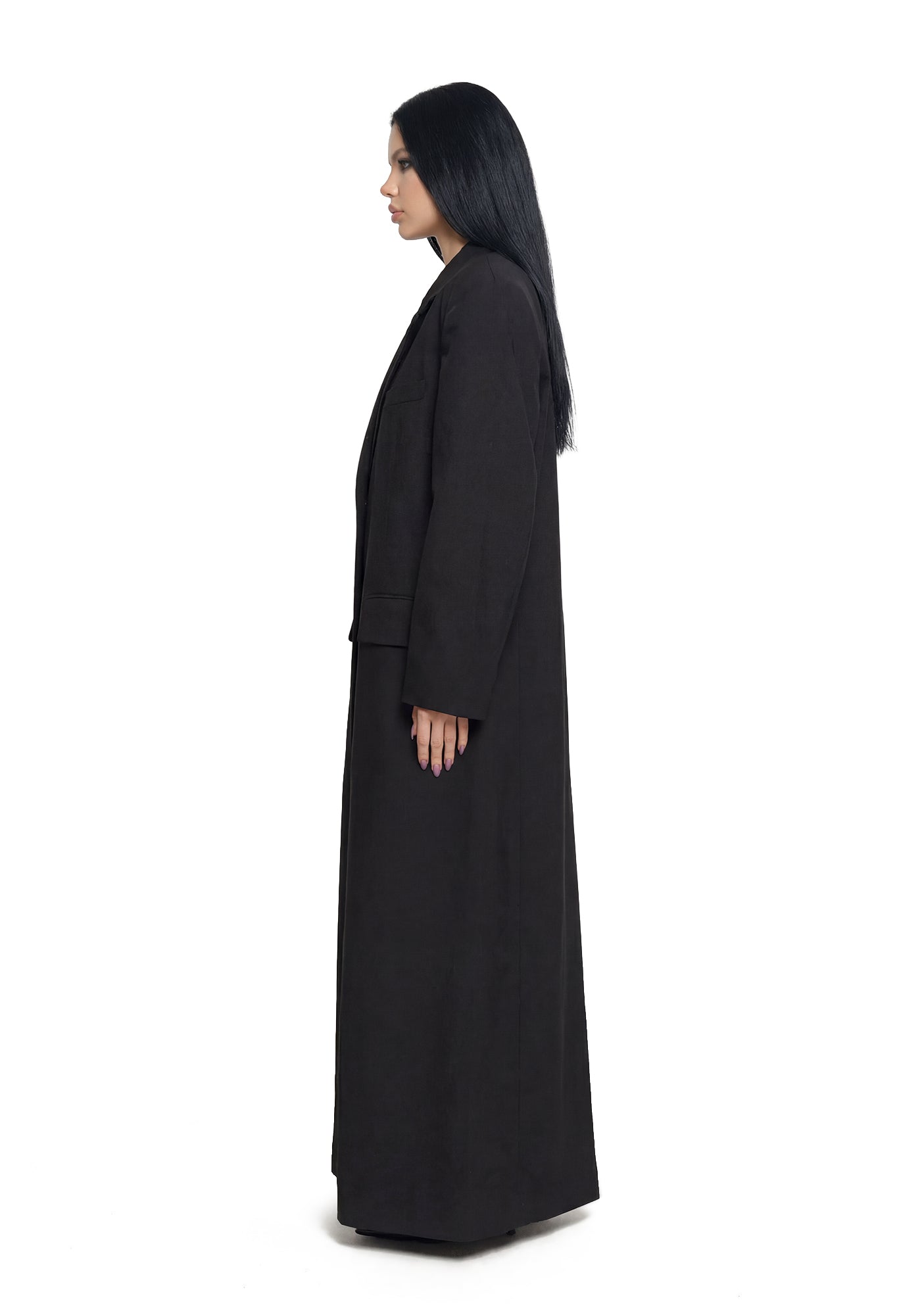 Elongated Blazer Coat - Black