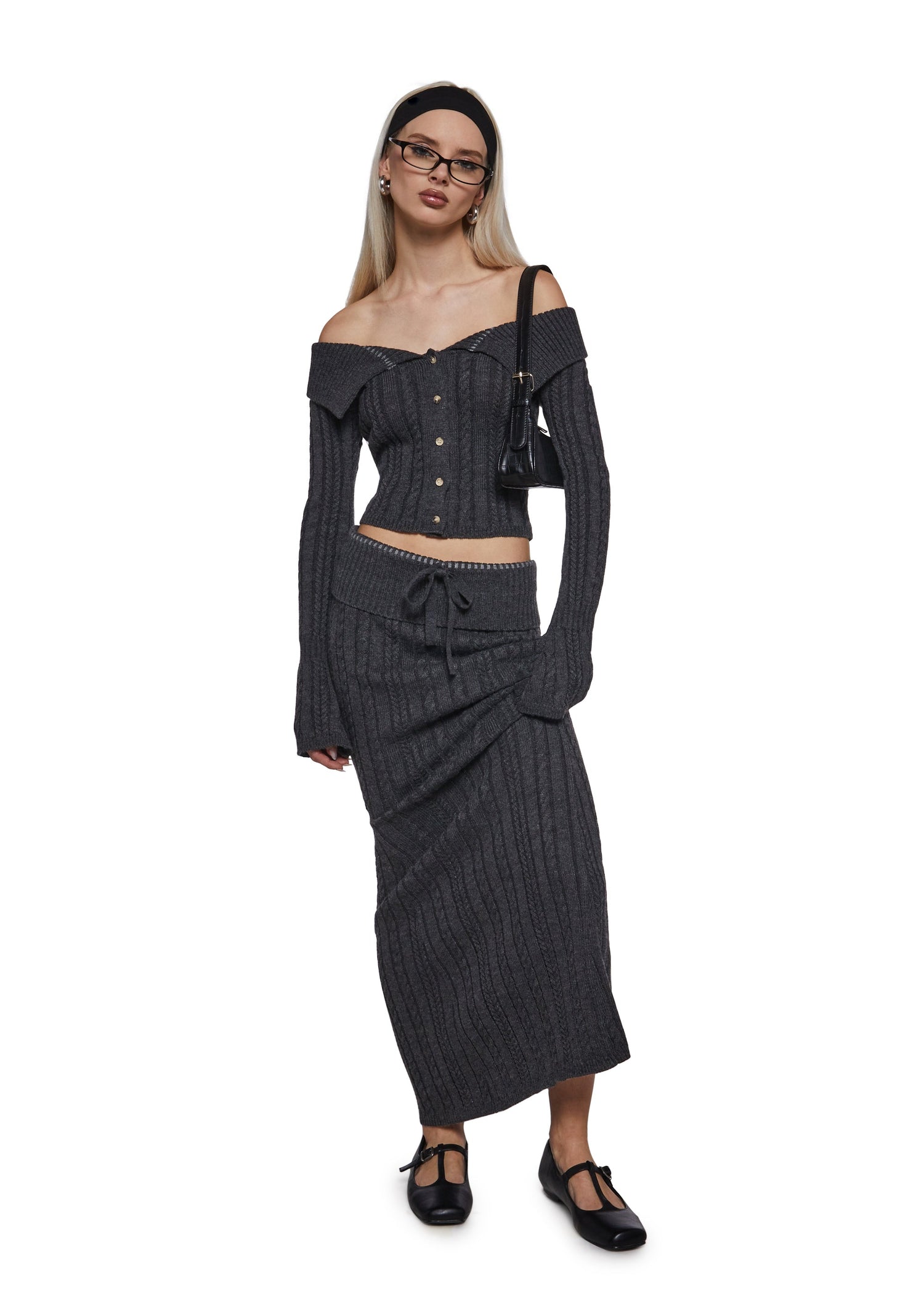 Deep Thoughts Cable Knit Maxi Skirt