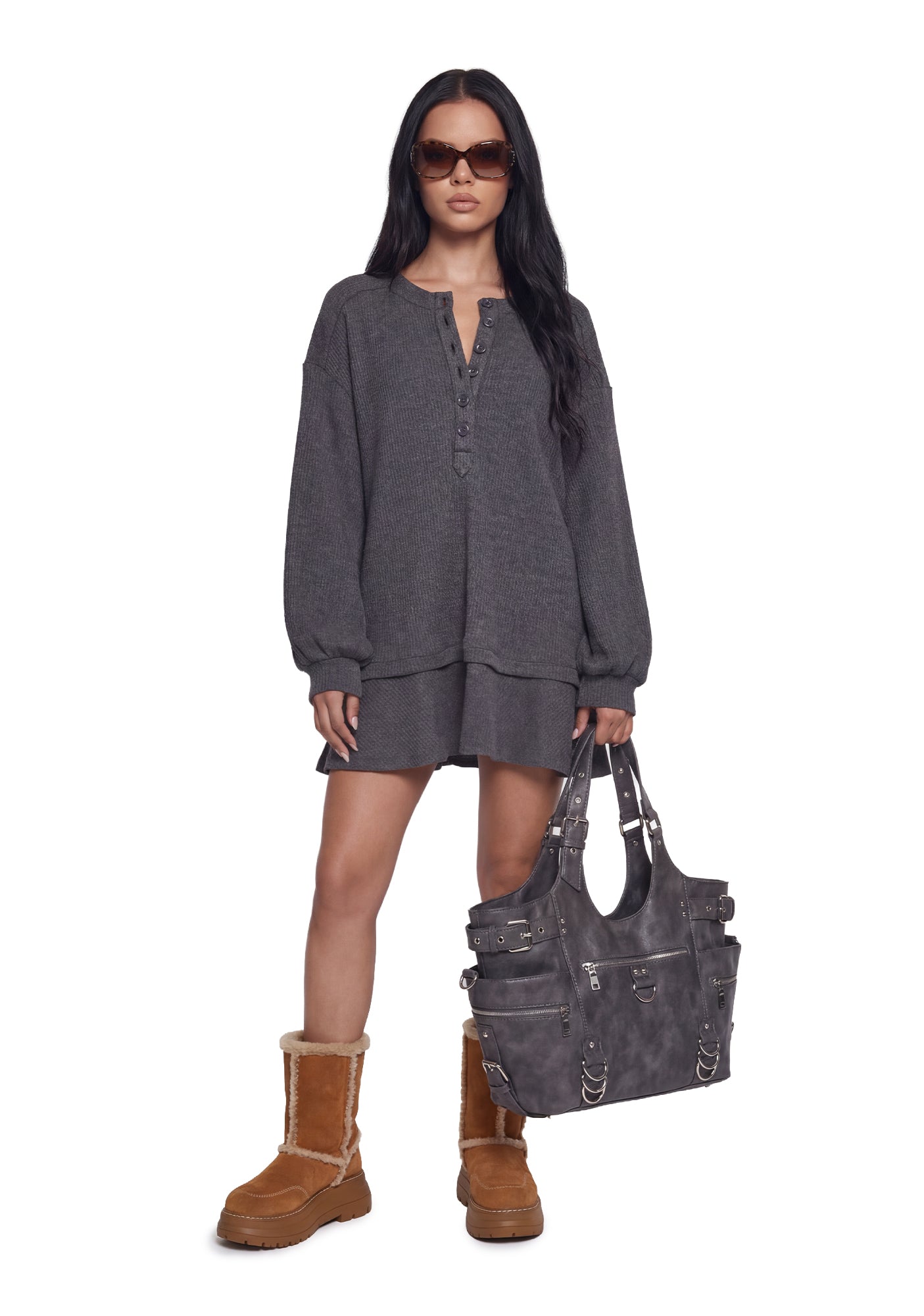 First Glances Trapeze Dress - Gray