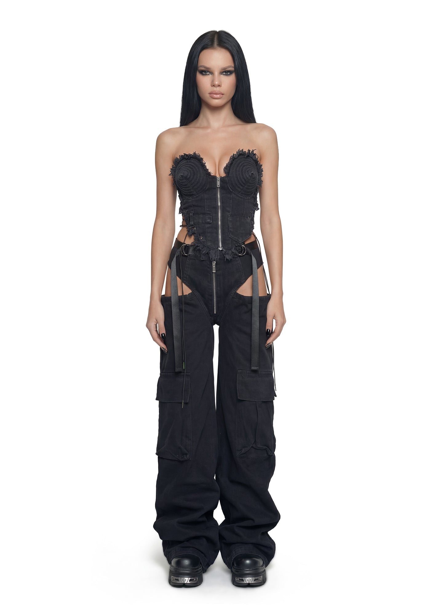 Denim Panty Trousers - Black