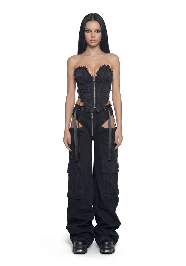 Denim Panty Trousers - Black