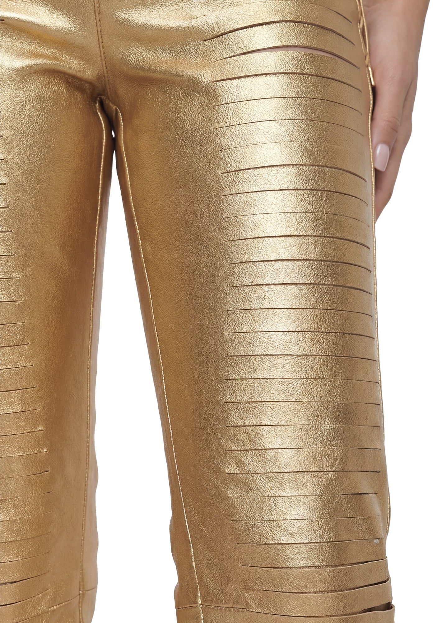 Lasercut Low Waist Pant - Gold