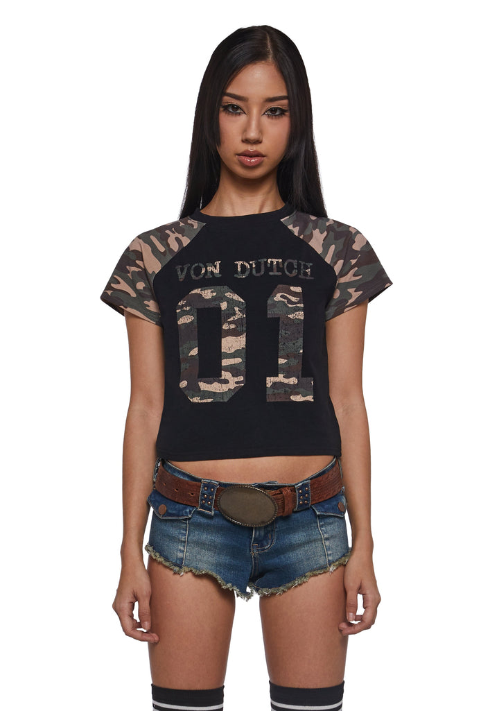 Camo Raglan Tee - Black