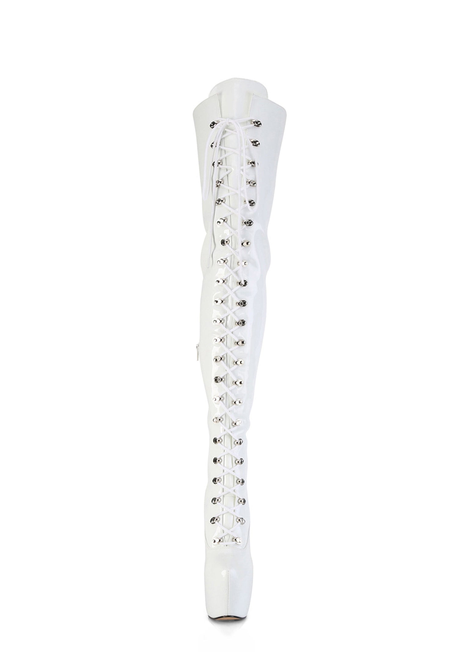 Jubilant-4012 Platform Crotch Boots-White