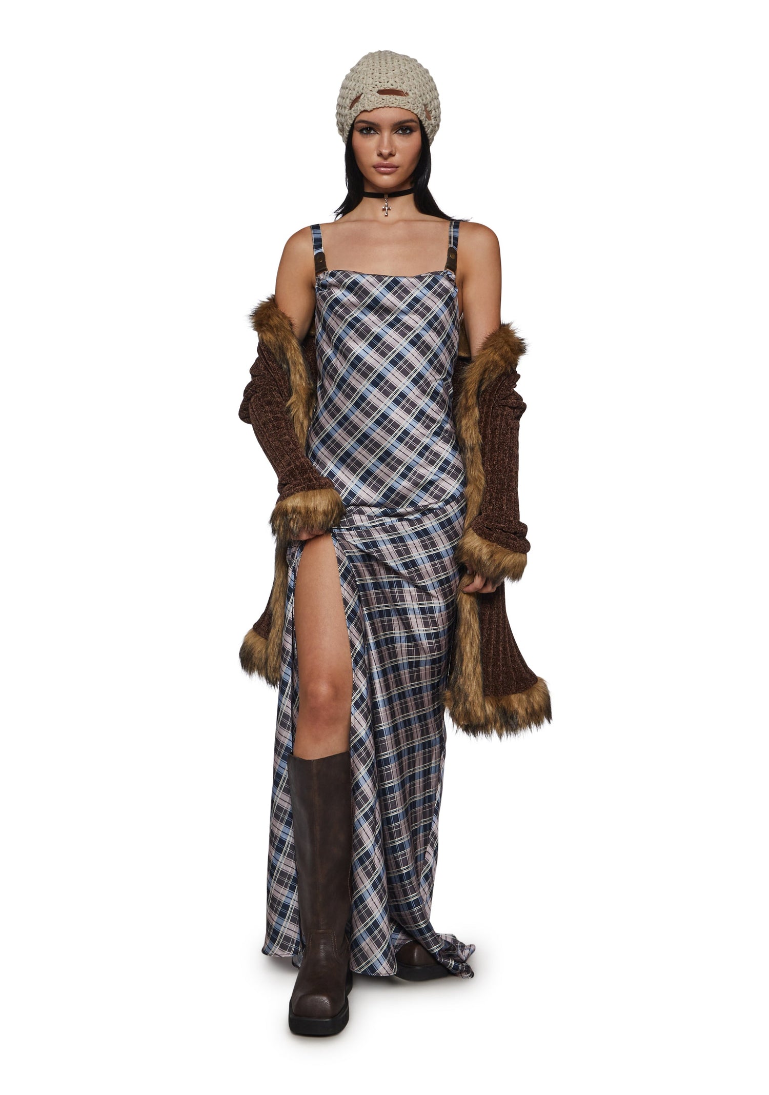 Cleo Plaid Maxi Dress