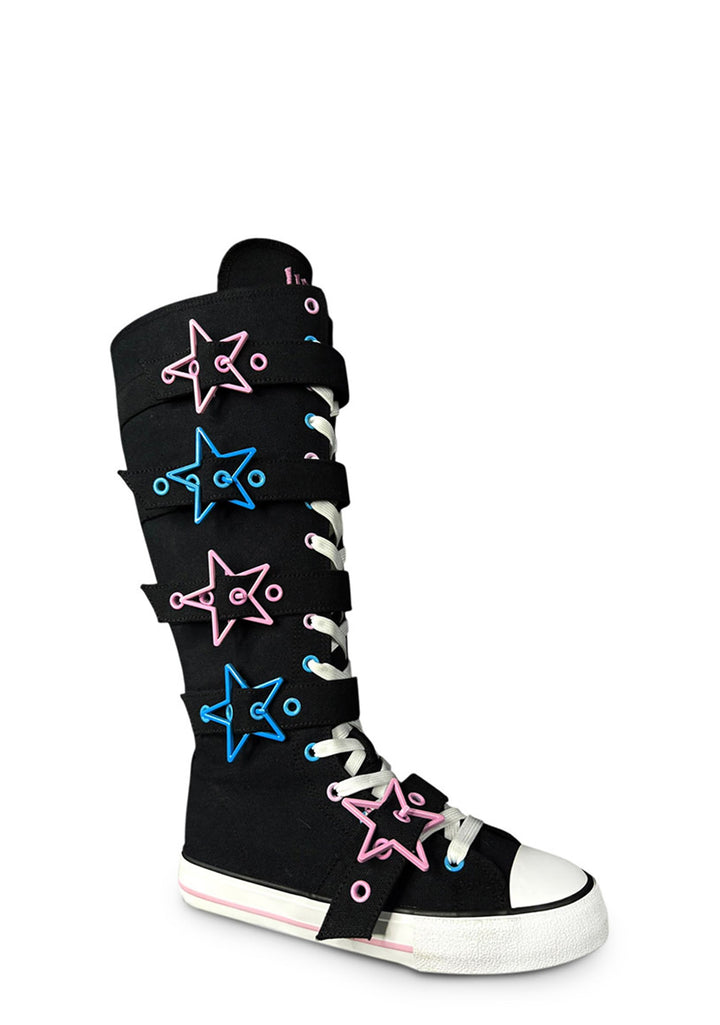 Rawr XD Stars Knee High Sneakers - Pink/Blue