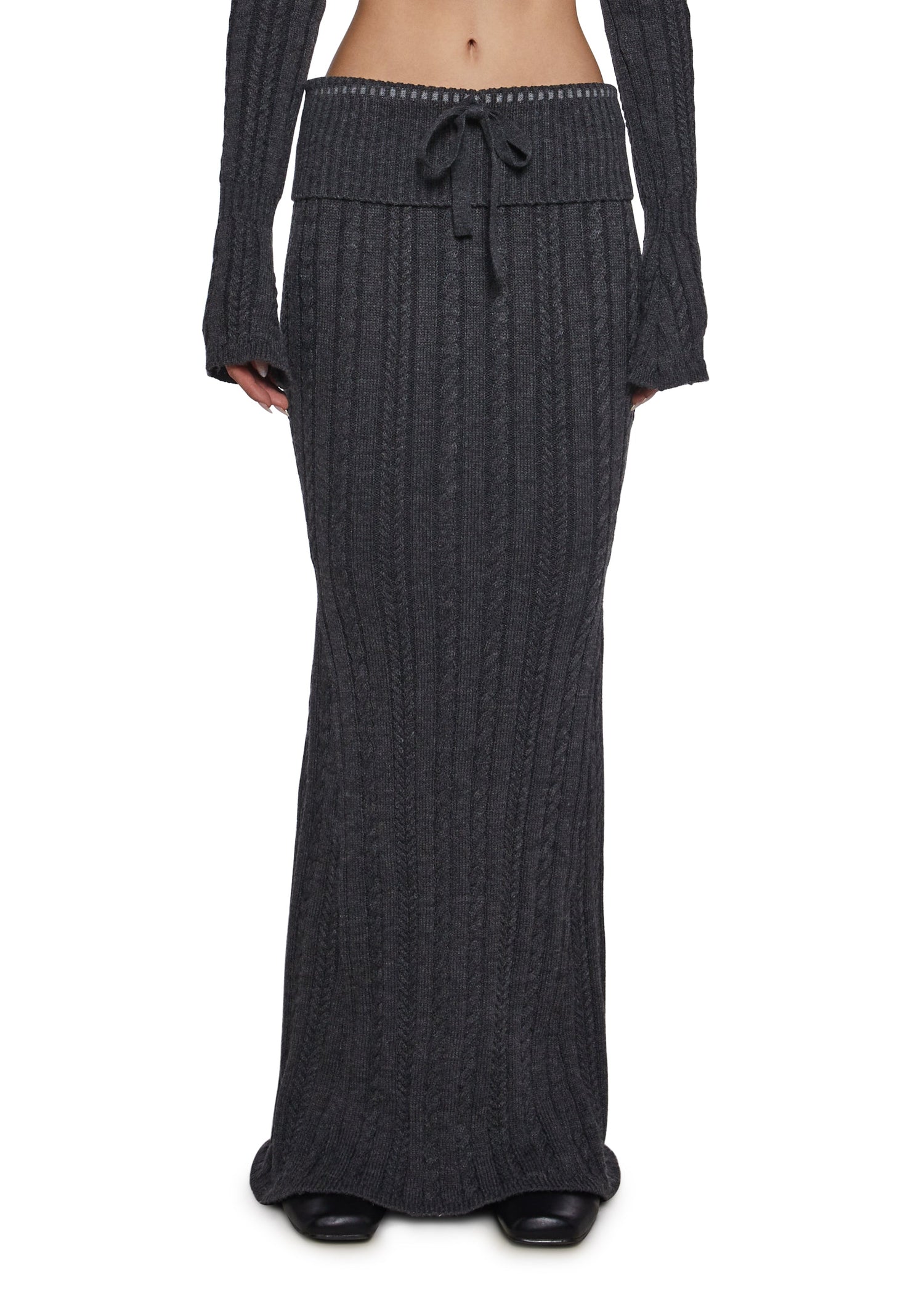 Deep Thoughts Cable Knit Maxi Skirt