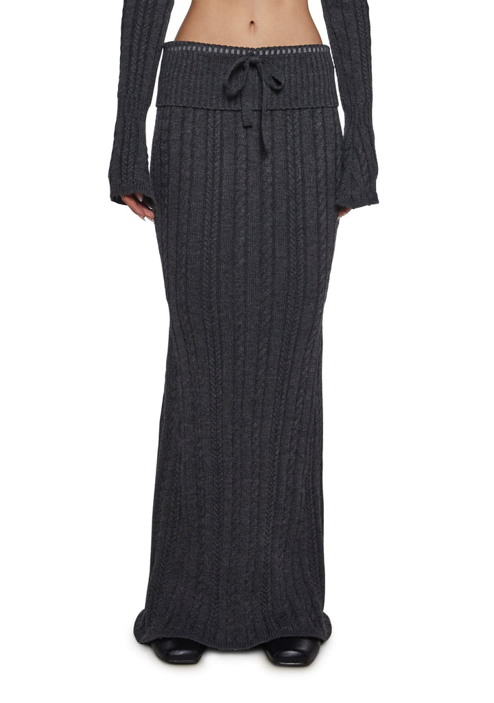 Deep Thoughts Cable Knit Maxi Skirt
