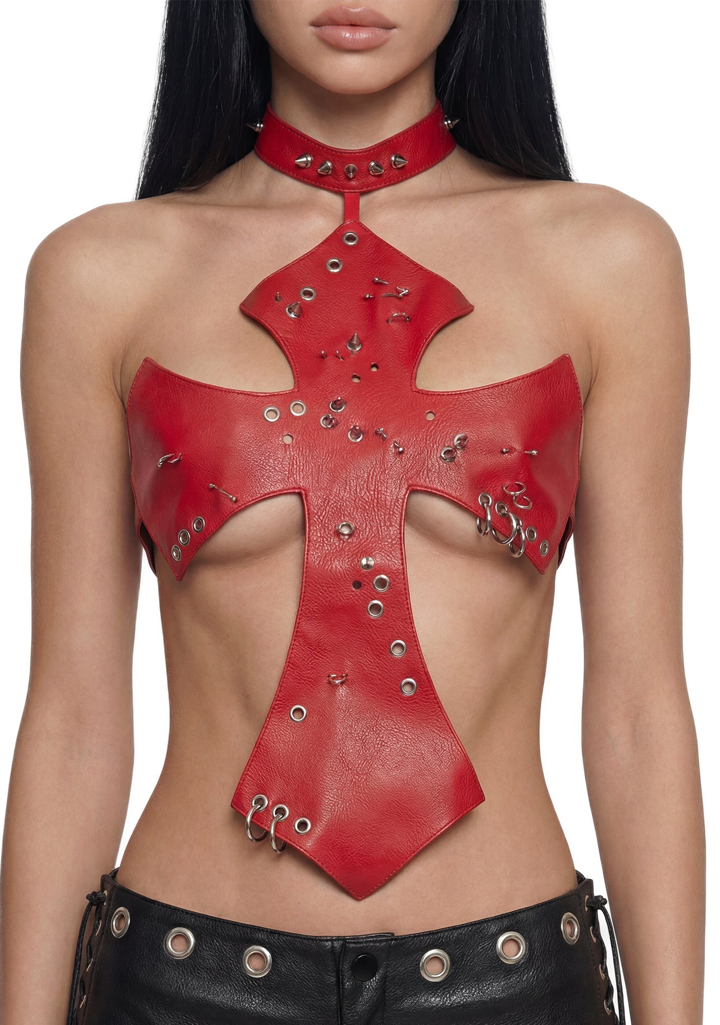 Pierced Cross Top - Red