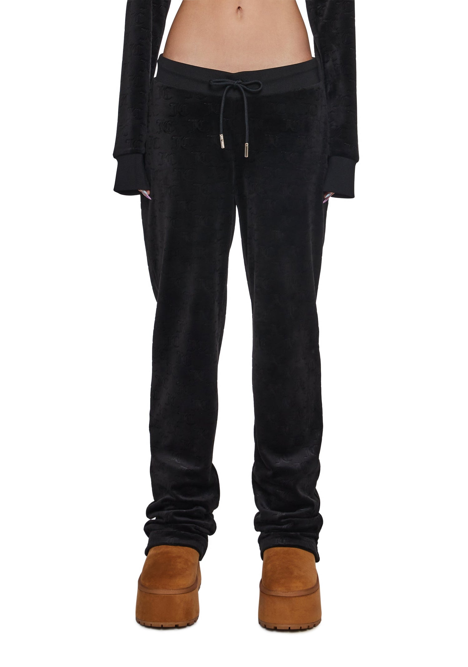 Embossed Velour Track Pants