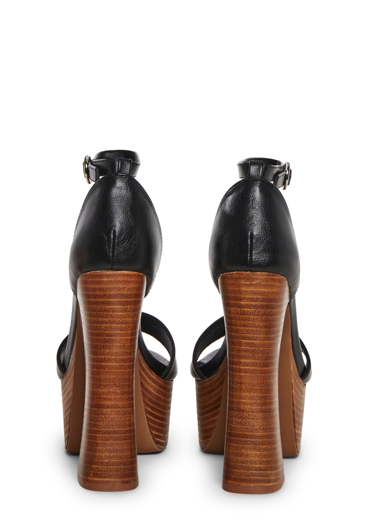 Holy Revelation Wooden Platform Heels - Black