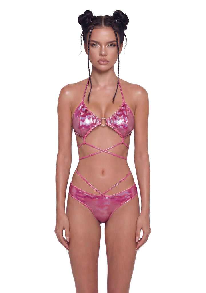 Metallic Strappy Festival Set - Pink