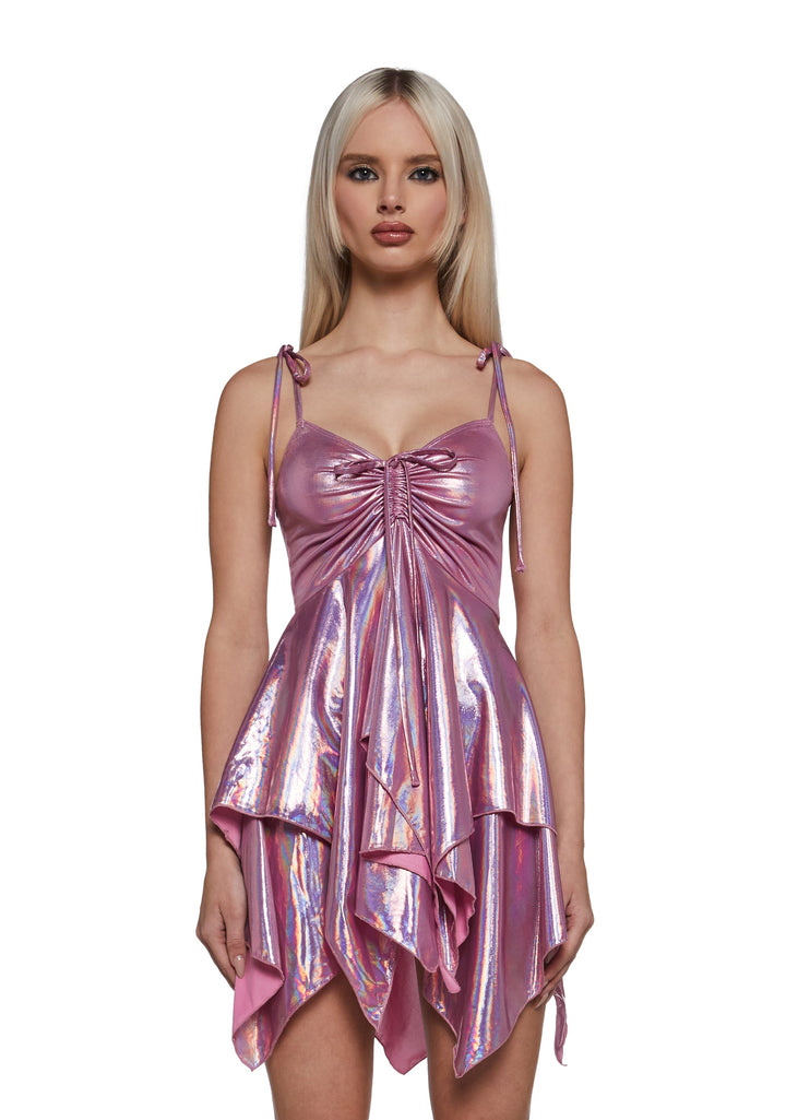 F Is For Fairies Handkerchief Dress - Pink Metallic