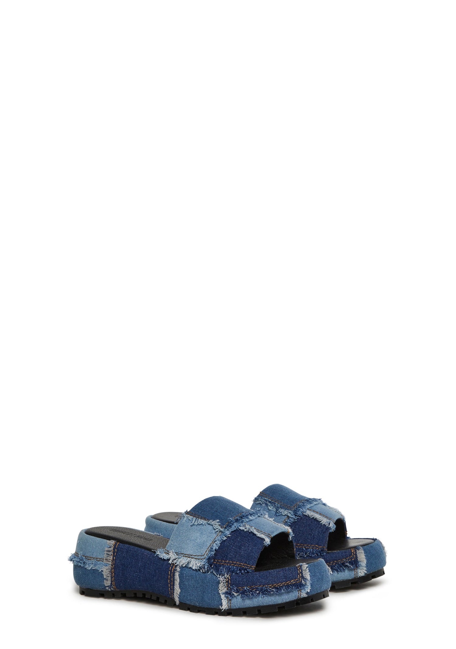 Patchwork Denim Slides