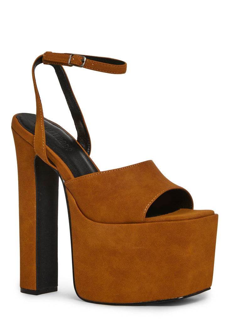 Devour Suede Platform Heels - Carmel
