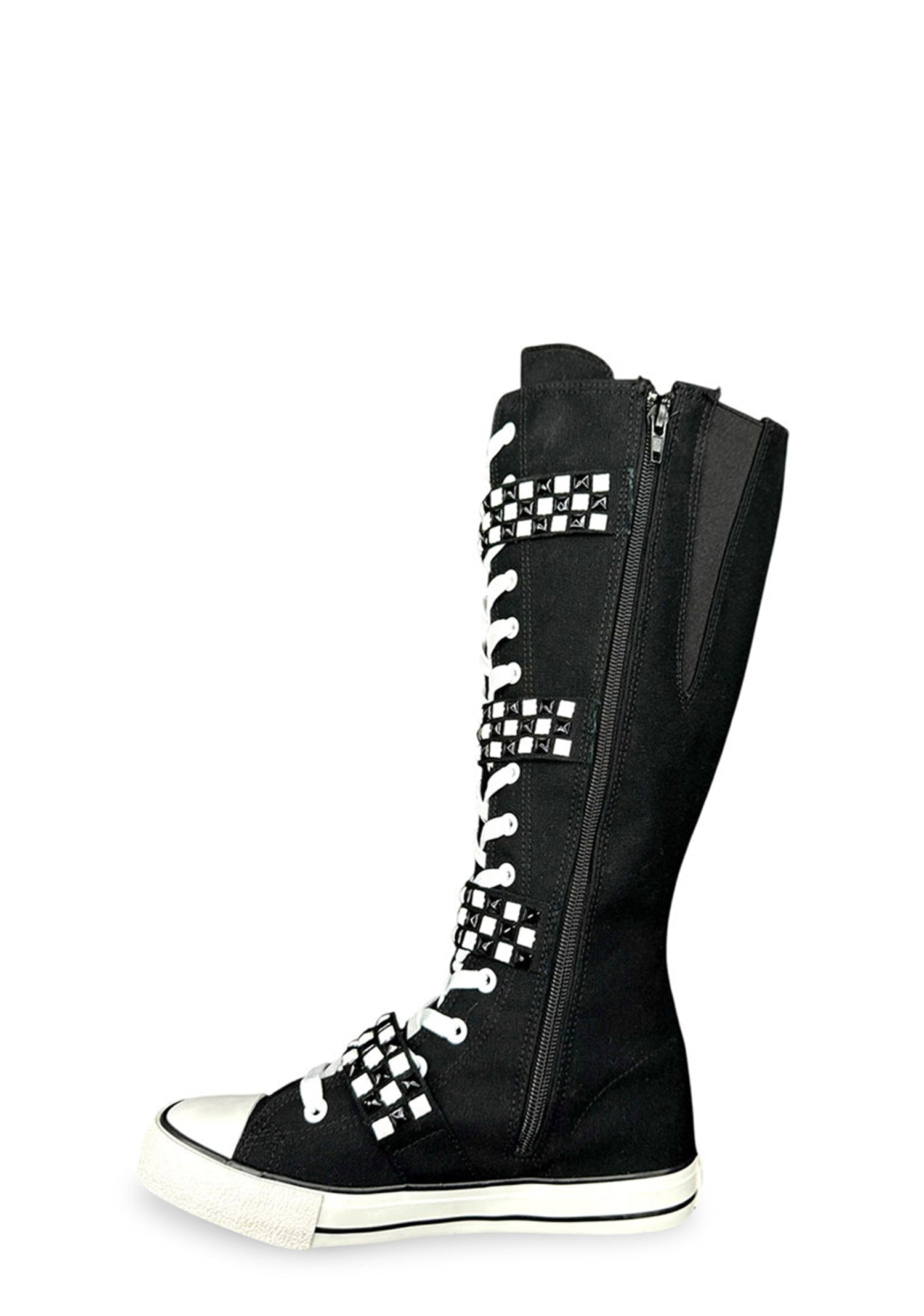 Rawr XD Stud Knee High Sneakers - Black/White