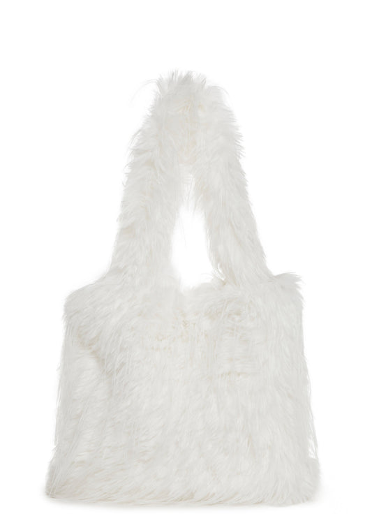 Star Dream Faux Fur Shoulder Bag - White