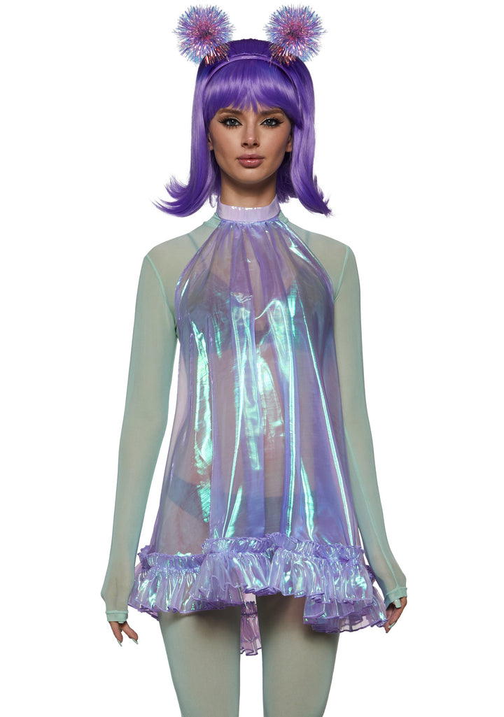 Retro Alien Girl Bodysuit Costume - Light Blue