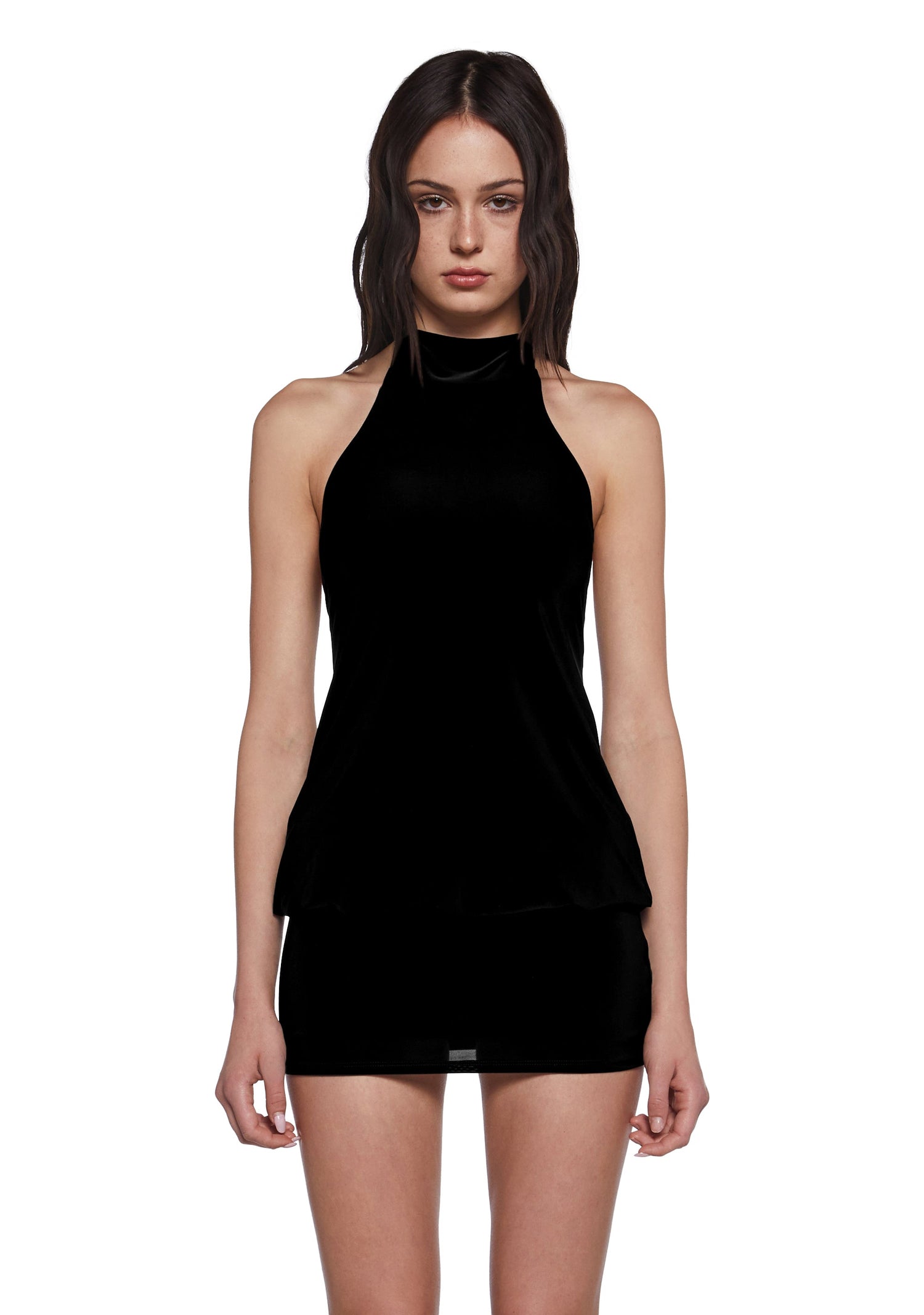 Club Moves Halter Dress -  Black