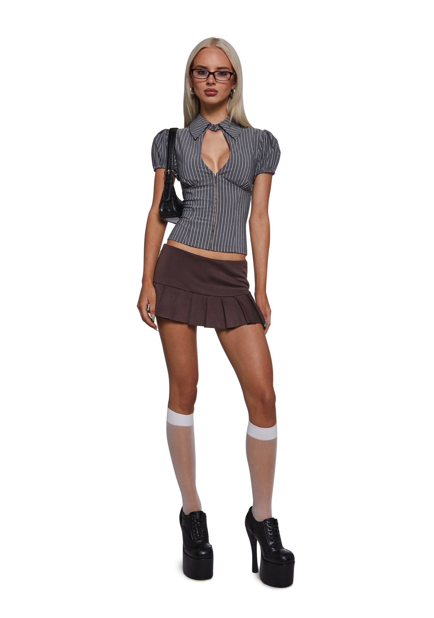 No Apologies Pleated Skort - Brown