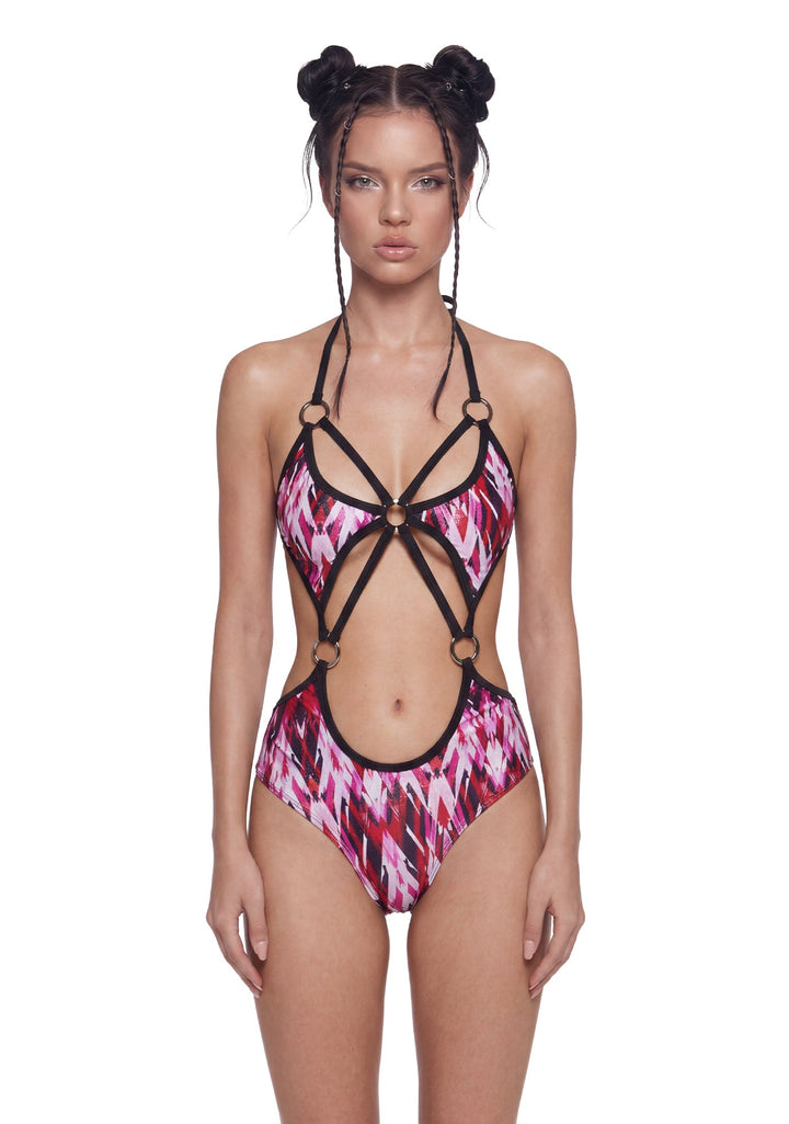 Refracted O-Ring Spandex Bodysuit