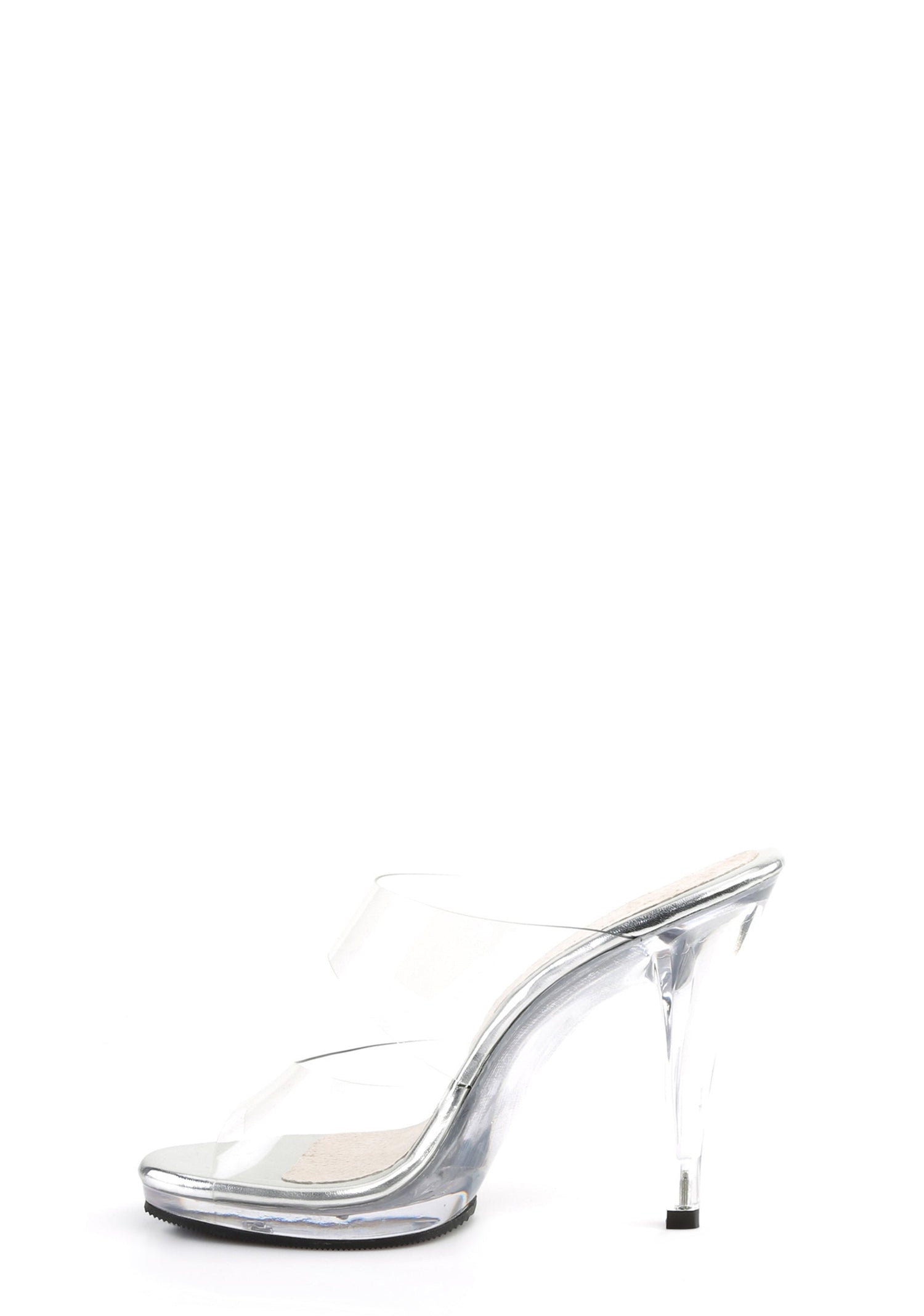 Flair-402 Clear Two Straps Platform Slip on Heels