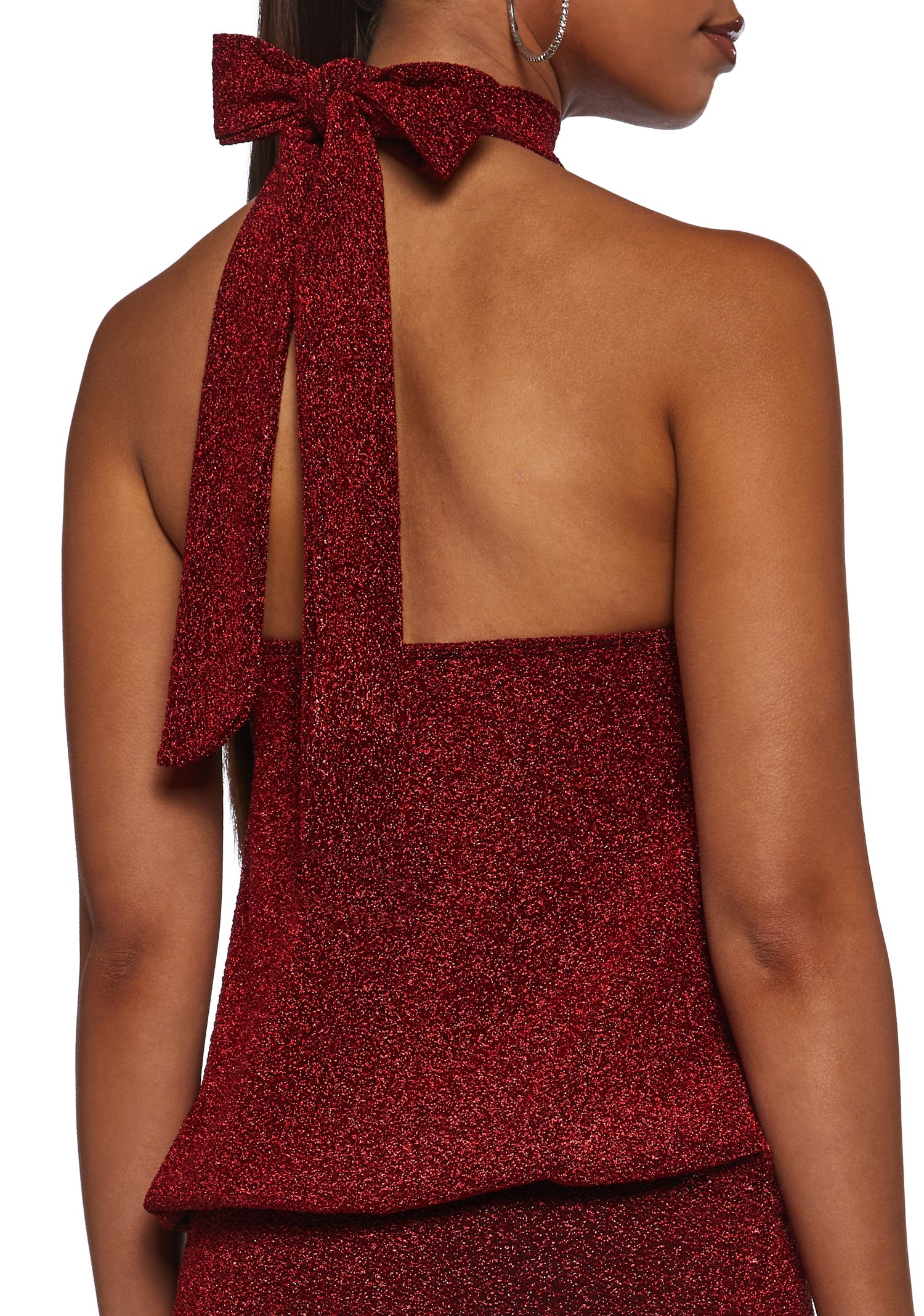 Club Moves Halter Dress - Red Glitter