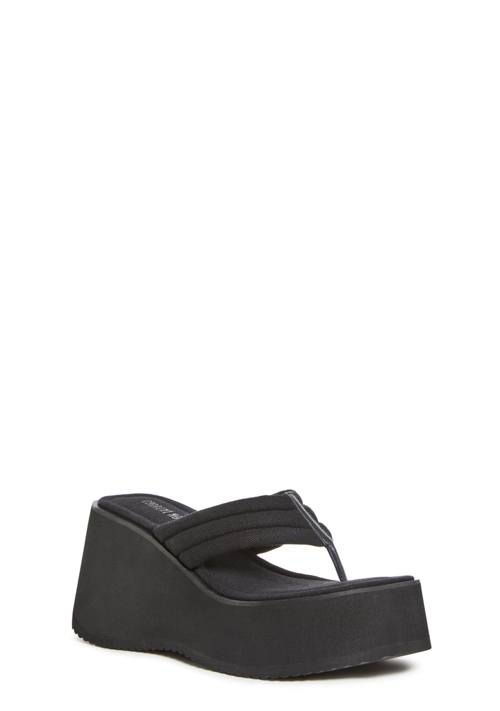 Happy Greetings Platform Sandals - Black