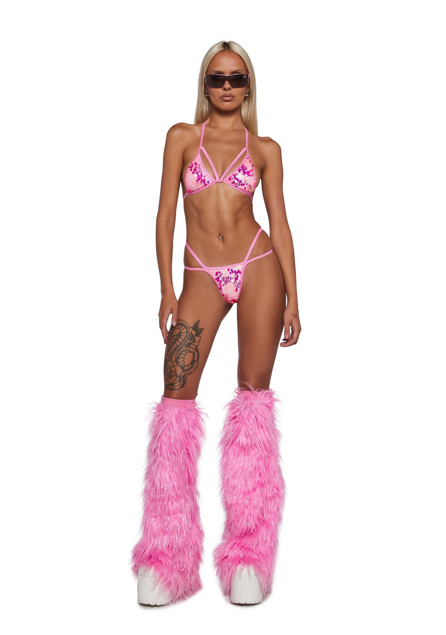 Flirty Sequin Bikini Set - Pink