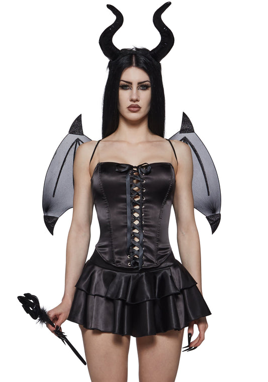 Black Devil Corset Costume with Wings