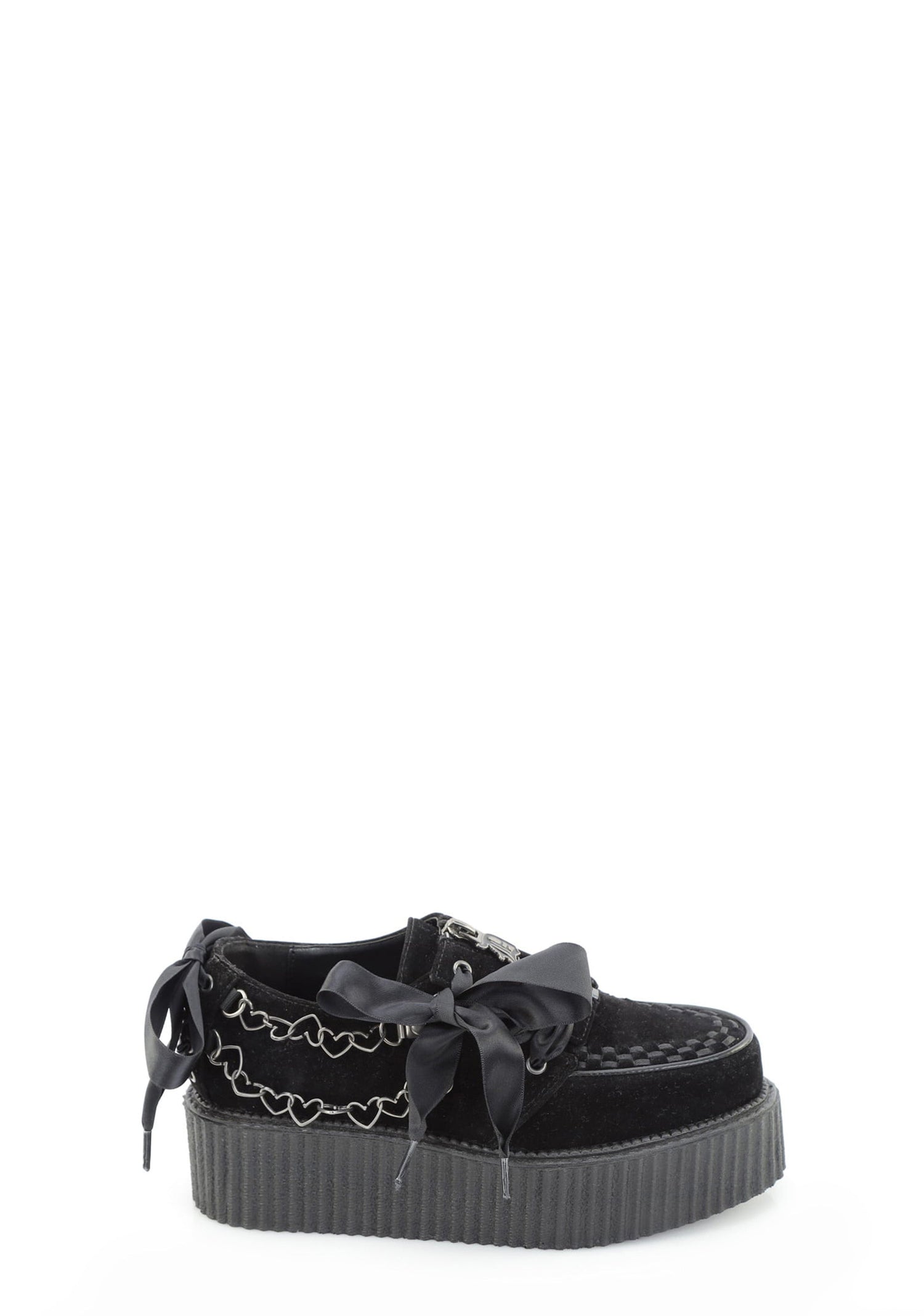 Creeper-312 Suede Oxford Platform Shoes with Bows