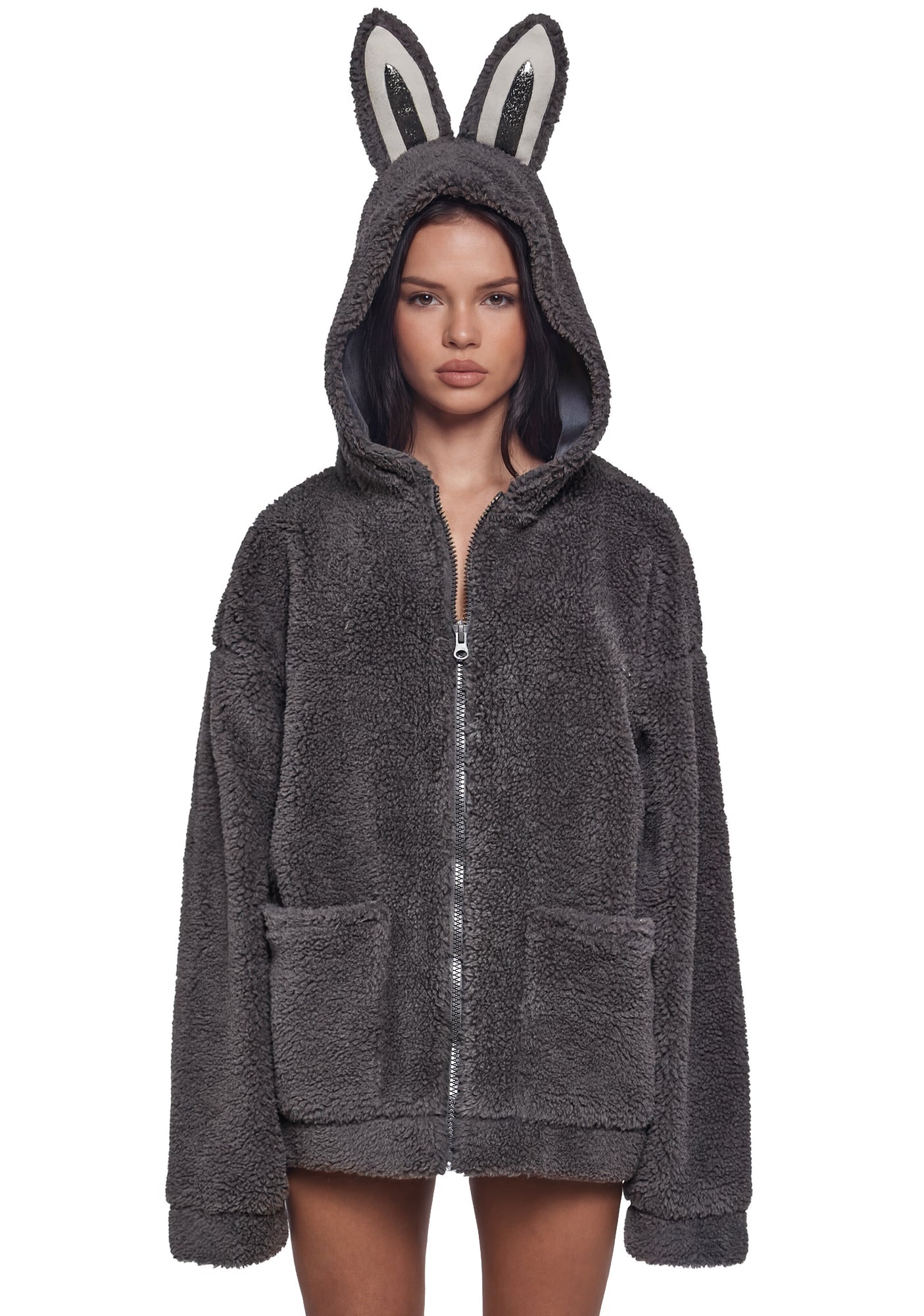 Labubu Sherpa Jacket - Gray