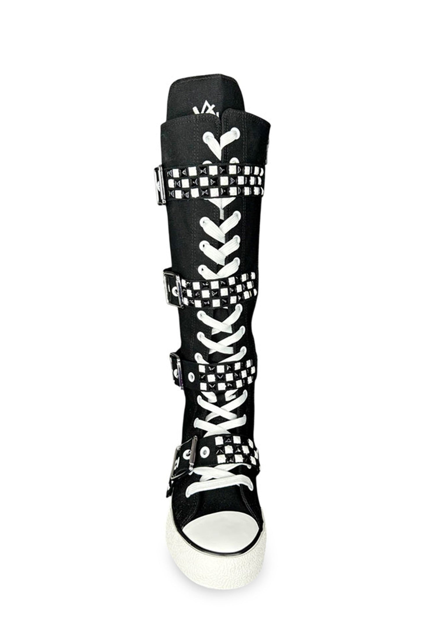 Rawr XD Stud Knee High Sneakers - Black/White