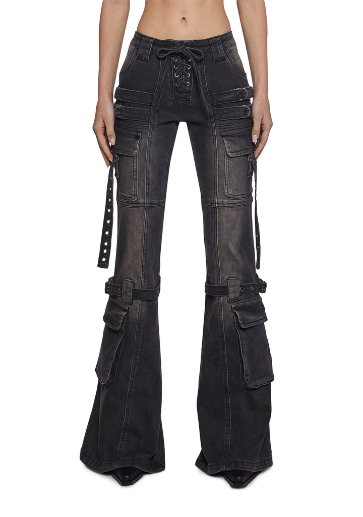 Level Up Cargo Fitted Jeans - Black