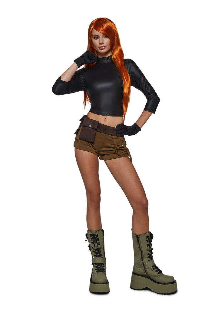 Cartoon Possible Spy Costume and Wig Set