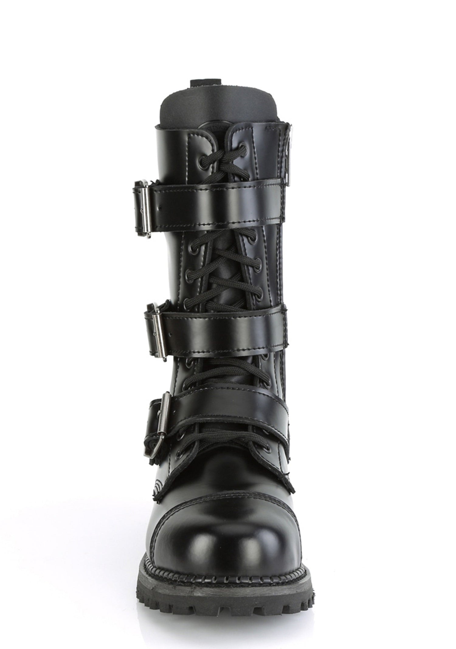 Riot-12BK Buckle Mid Calf Combat Boots