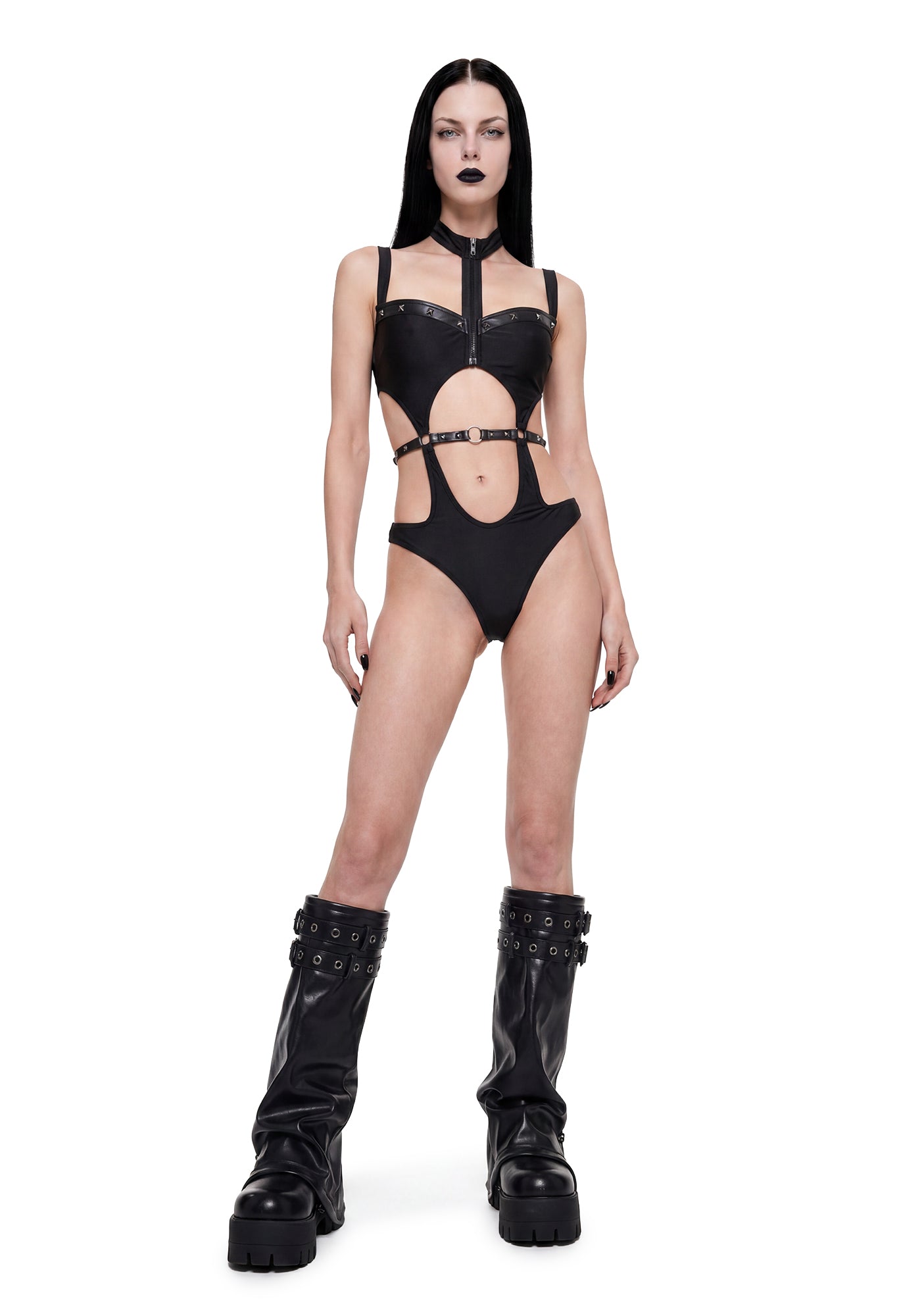 Chainreactor Studded Cut Out Bodysuit