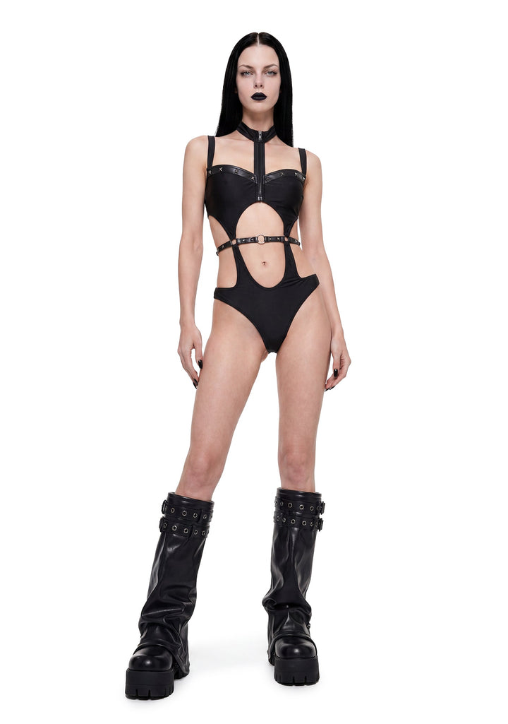 Chainreactor Studded Cut Out Bodysuit