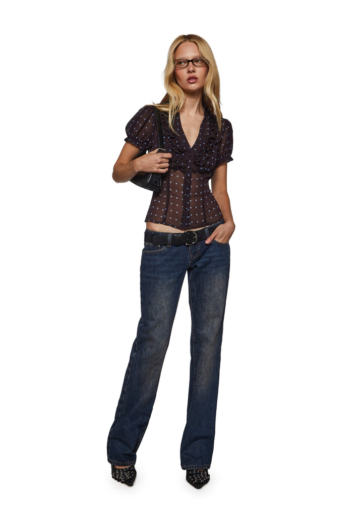 Clare Polka dot Short Sleeve Blouse