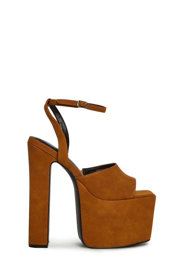 Devour Suede Platform Heels - Carmel