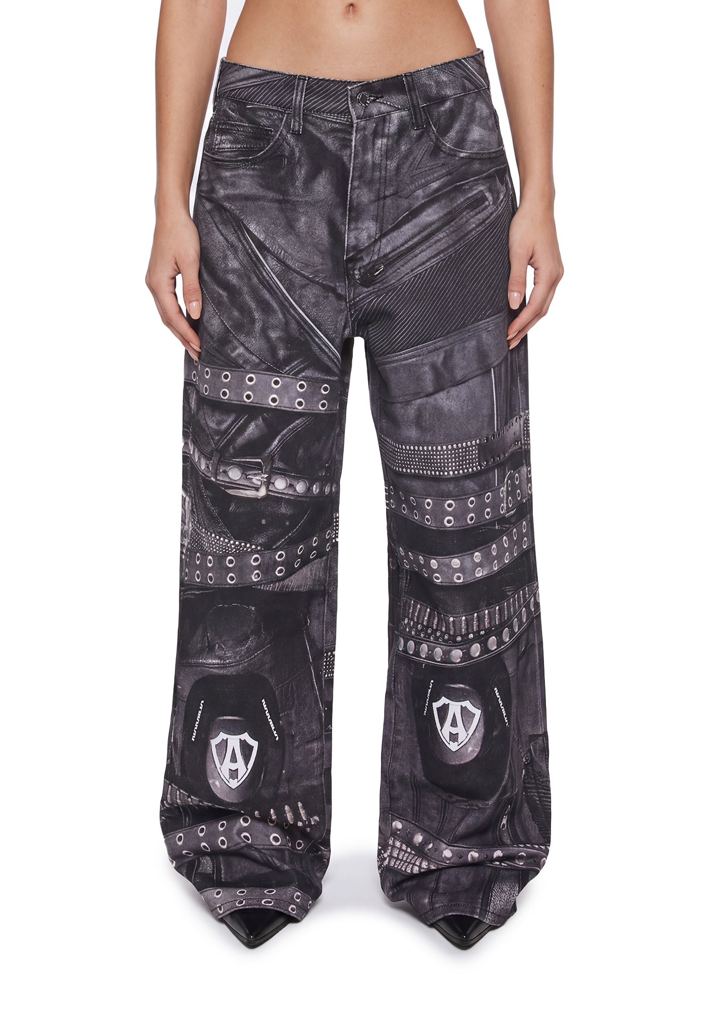 Printed Moto Baggy Pants